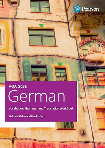 AQA GCSE German workbook cover with colorful European building facade.