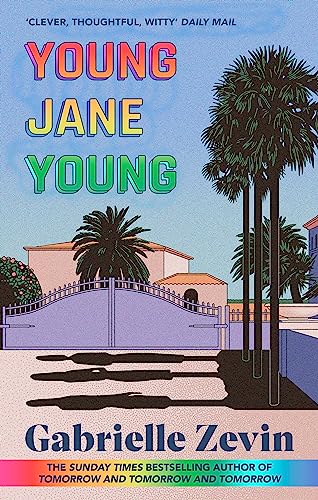 Book cover: “Young Jane Young” by Gabrielle Zevin, with palm trees.
