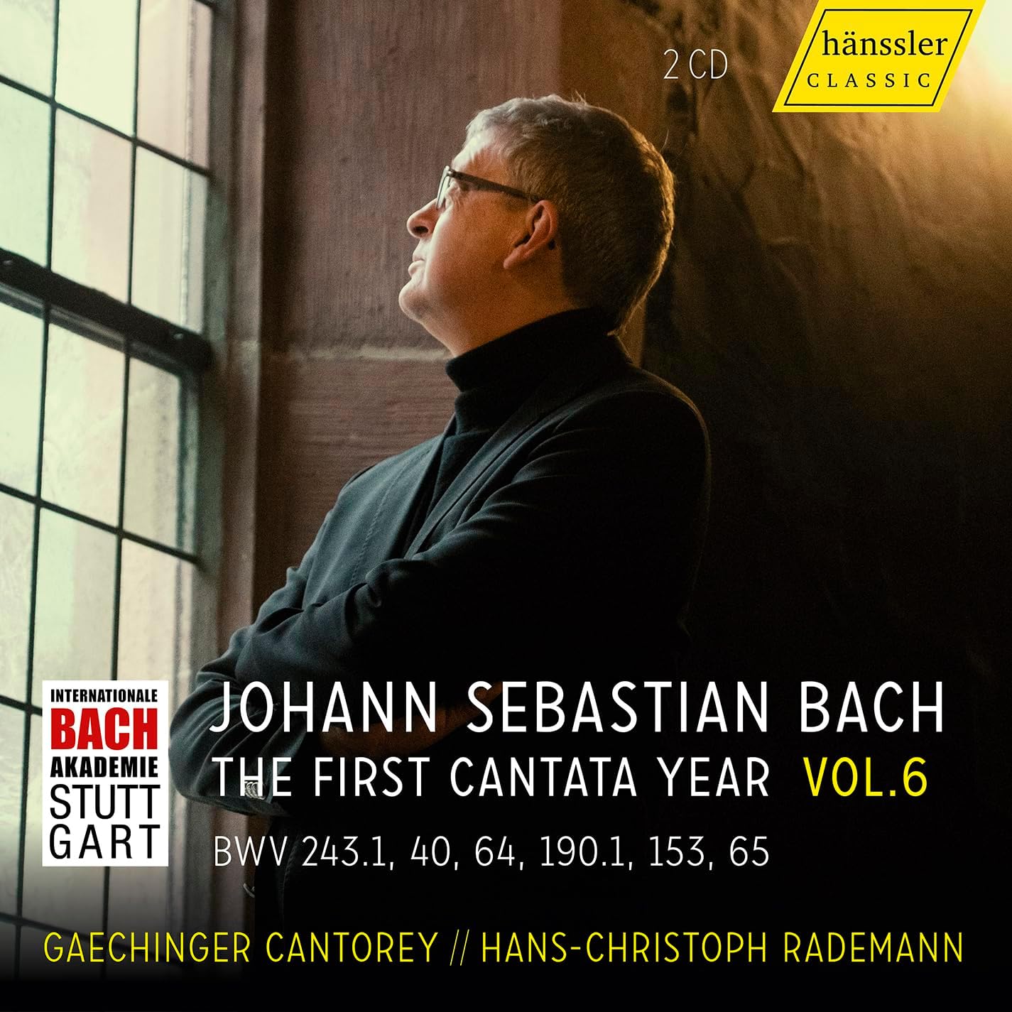 CD cover featuring a portrait of a man and text: Bach – The First Cantata Year Vol. 6.