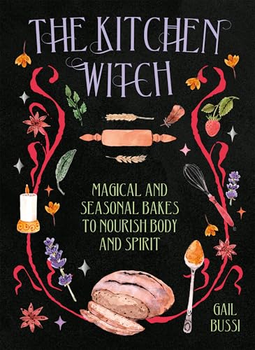 Book cover: "The Kitchen Witch" with watercolor illustrations of baking items.