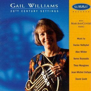 CD cover featuring Gail Williams with a French horn and pianist Mary Ann Covert.