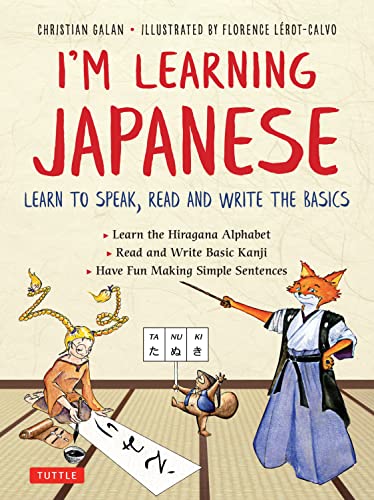 Book cover: "I'm Learning Japanese!" with cartoon animals in kimonos.