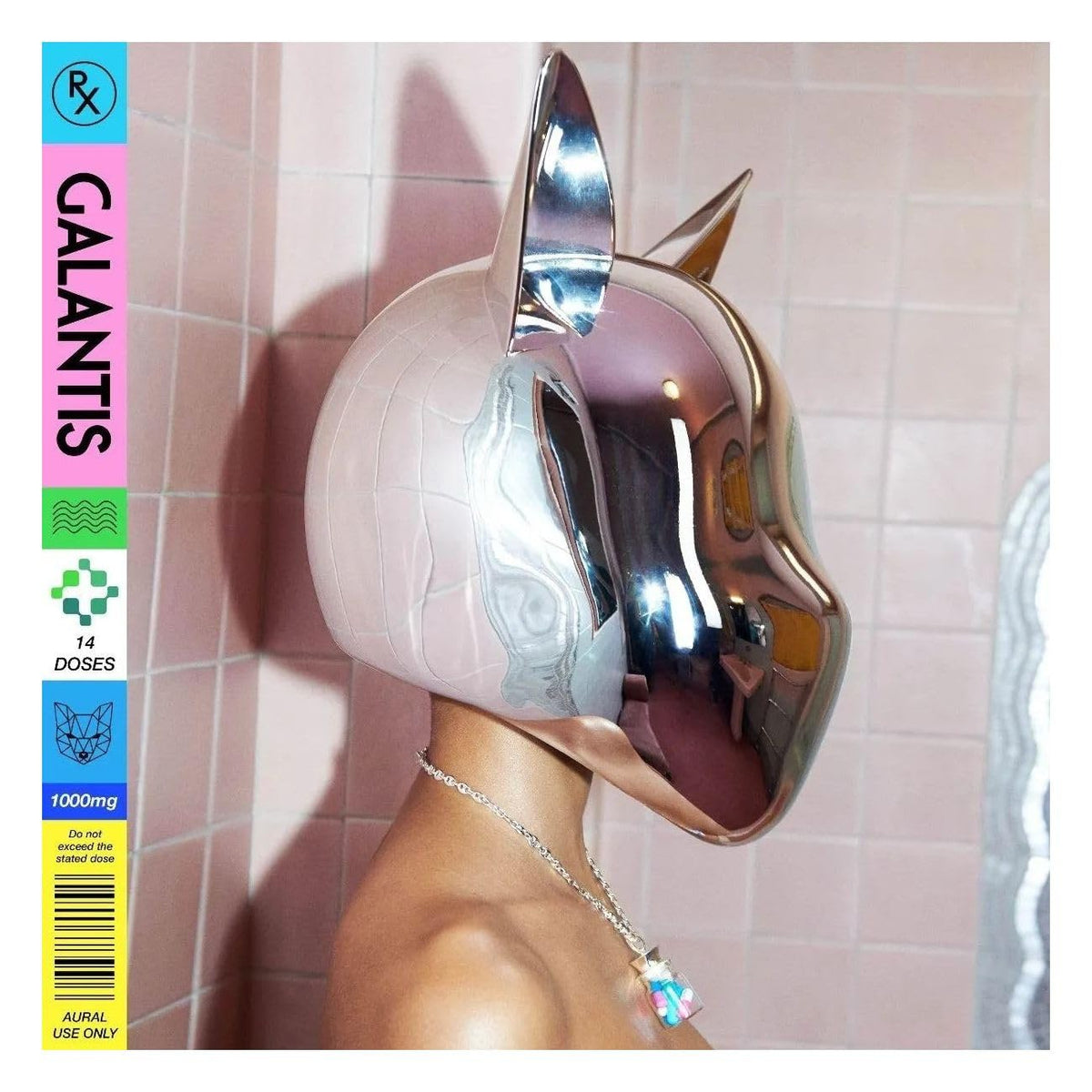 CD cover for Galantis’ “Rx” featuring a cat wearing a reflective helmet.