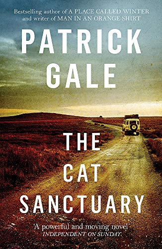 Book cover showing a vehicle on a dirt road through a dark, desolate landscape.