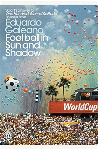 Book cover featuring a soccer ball, colorful balloons, palm trees, and a crowded stadium.