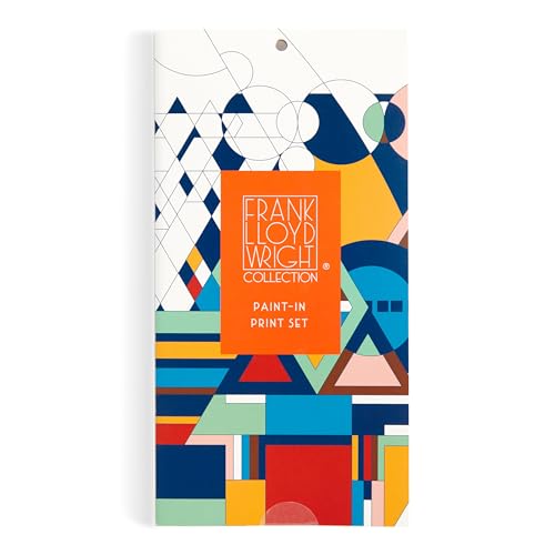 Frank Lloyd Wright paint-in postcard set with geometric abstract design.