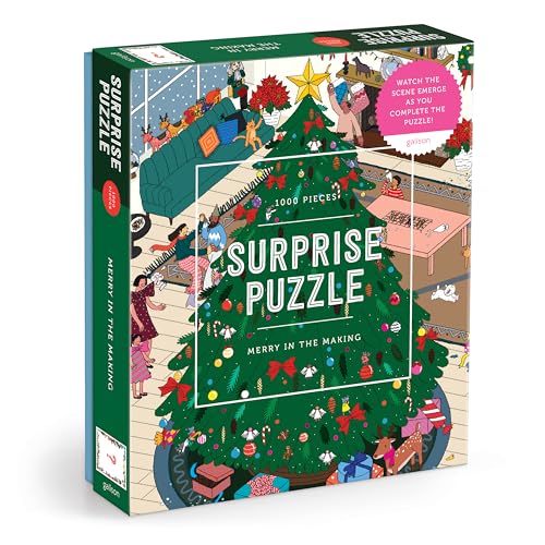 Box for 1000-piece Christmas puzzle depicting a festive, detailed scene.