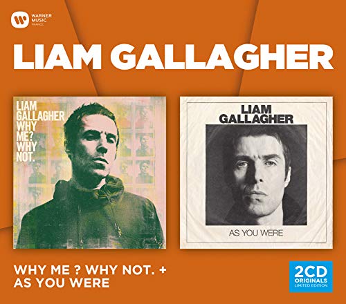 Liam Gallagher album cover featuring artist portrait and text, two CDs indicated.