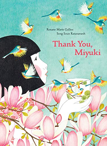 Book cover: profile of a woman with birds and pink flowers.