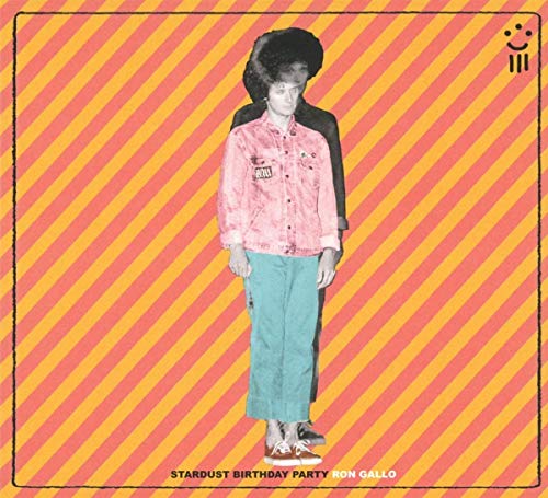 Album cover with a man in a pink jacket against a striped orange background.