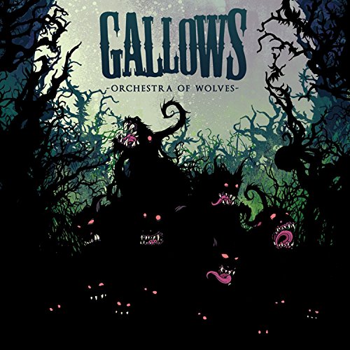 CD cover for "Gallows - Orchestra Of Wolves" featuring wolves in a dark forest.