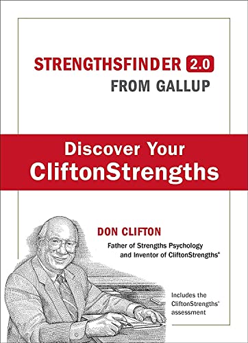 Book cover for StrengthsFinder 2.0 featuring a portrait of Don Clifton.