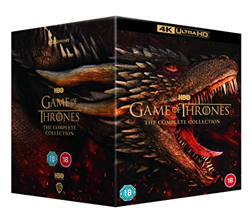 Game of Thrones complete Blu-ray box set featuring a dragon image.