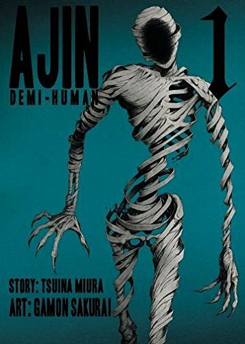 Manga cover featuring a skeletal, bandage-wrapped figure on a teal background.