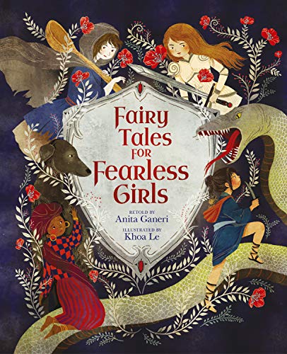 Book cover with illustrated heroines, a dragon, and floral designs.