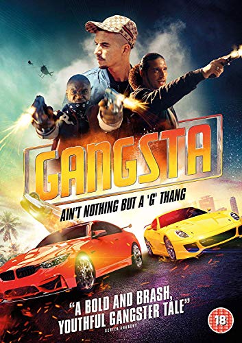 DVD cover for "Gangsta" featuring three people with guns and cars.