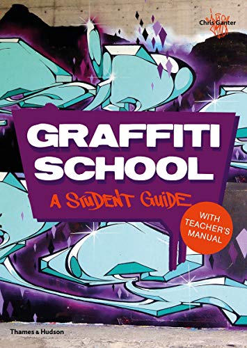 Book cover titled Graffiti School with purple text box over a blue graffiti background.