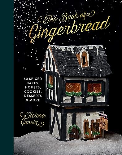 Gingerbread cookbook cover featuring a detailed gingerbread house with snowy accents.