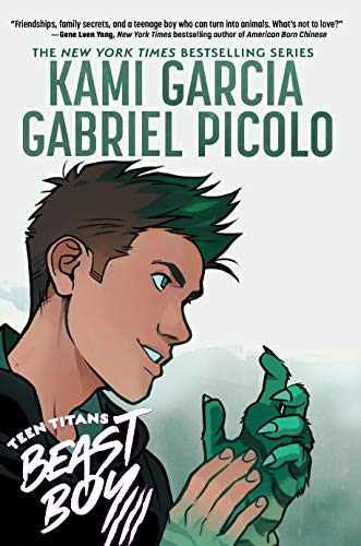 Book cover featuring Beast Boy, a young man transforming into a green creature.