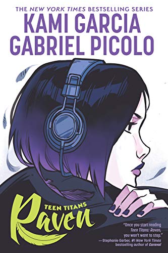 Book cover featuring Raven with headphones, in a purple and black palette.