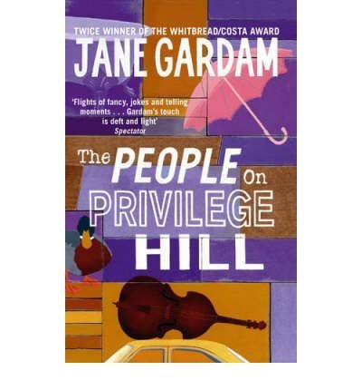 Book cover: “The People on Privilege Hill” by Jane Gardam, with colorful illustrations.