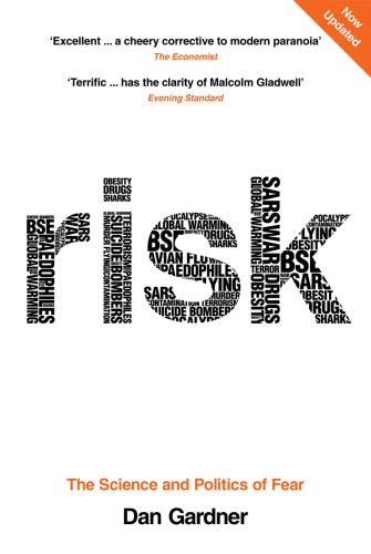 Book cover for "Risk" by Dan Gardner, filled with fear-related words.
