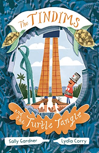 Book cover with tall, orange-striped legs, a turtle, and a snake.