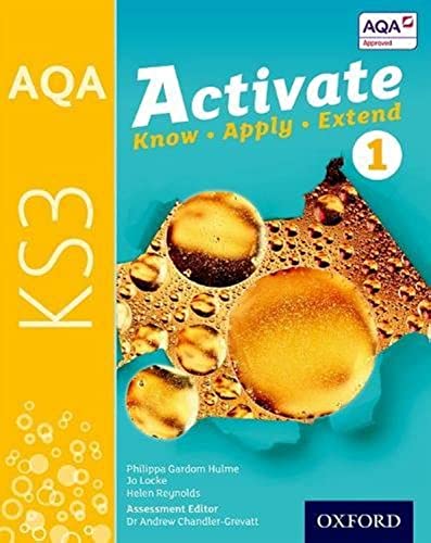 Textbook cover: "AQA Activate KS3 Student Book 1" with bubble image.