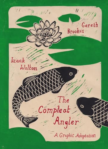 Book cover featuring linocut-style illustrations of two fish and a water lily.