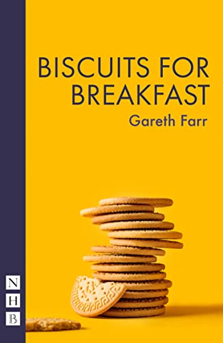 Yellow book cover with stacked biscuits and title "Biscuits for Breakfast".