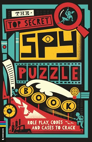 Brightly colored cover for "The Top Secret Spy Puzzle Book" with spy imagery.