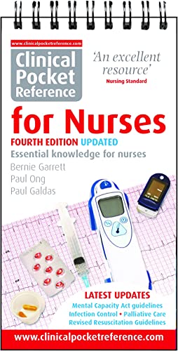 Spiral-bound Clinical Pocket Reference for Nurses book cover with medical equipment on ECG background.