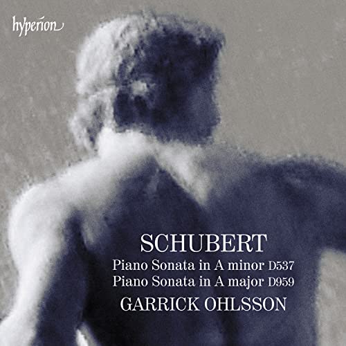 CD cover featuring a blurred bust and text: Schubert, Ohlsson.