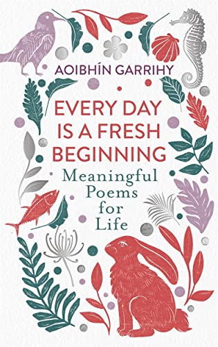 Book cover with floral illustrations, a bird, seahorse, fish, and hare.