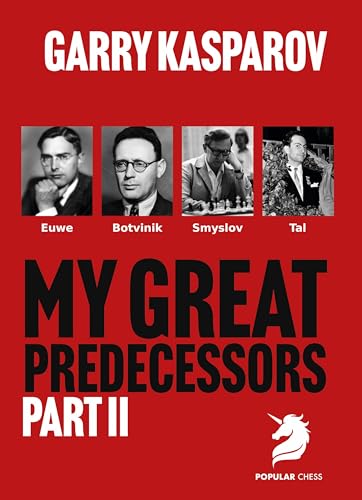 Book cover: "My Great Predecessors Part II" featuring portraits of chess players.