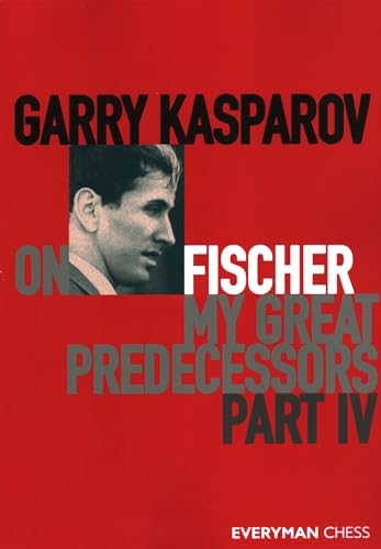 Book cover with a red background, a photo of Bobby Fischer, and bold text.