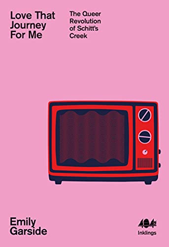 Book cover with pink background, red vintage television illustration, and black text.