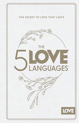 Hardcover book cover with floral design and title “The 5 Love Languages”.