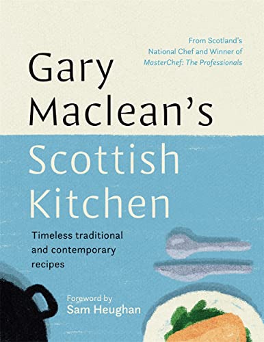 Cookbook cover: "Gary Maclean's Scottish Kitchen" with food illustrations.