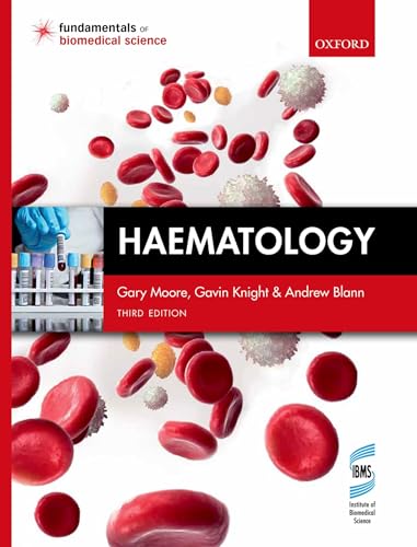 Book cover for Haematology featuring red blood cells and a laboratory test tube rack.