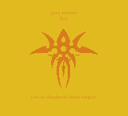 Gary Numan album cover: yellow background with orange pixelated design.