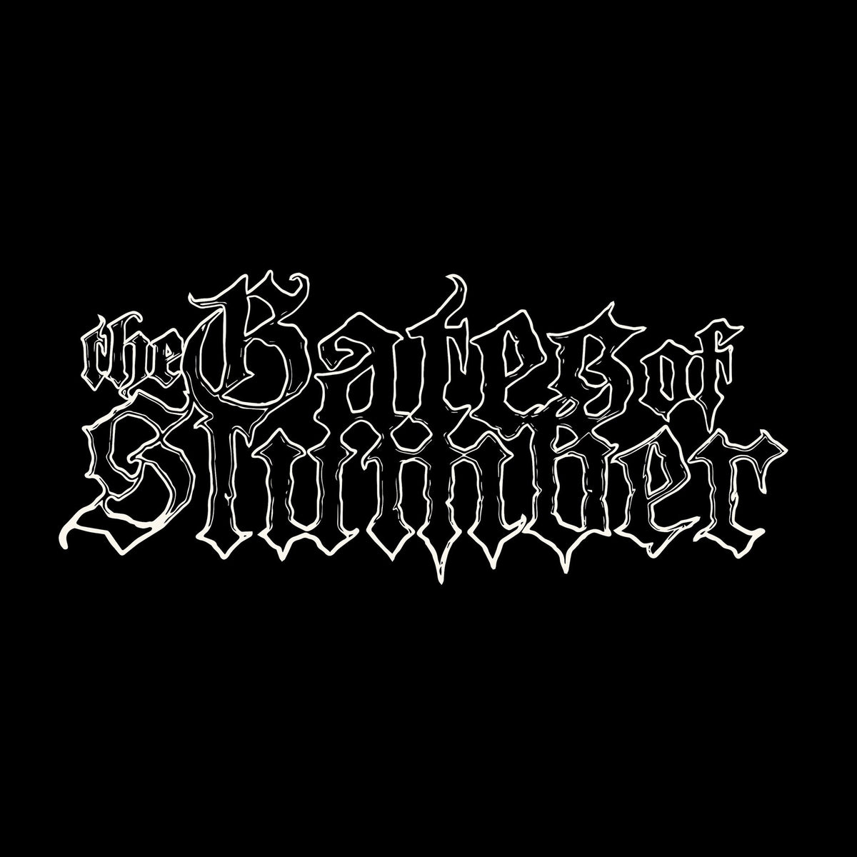 Black background with white, ornate lettering spelling "The Gates of Slumberthe".
