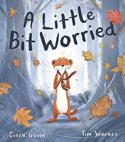 Book cover: worried otter standing in a forest with falling leaves.