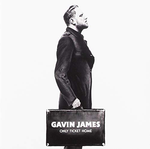 Black and white album cover featuring singer Gavin James with a suitcase.