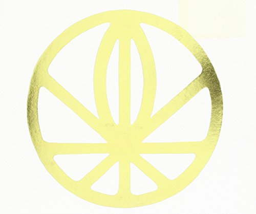 Golden, abstract circular design on a white background; Gayngs - Relayted CD.