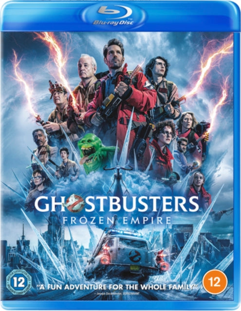 Blu-ray case for "Ghostbusters: Frozen Empire" featuring ghosts and Ghostbusters.