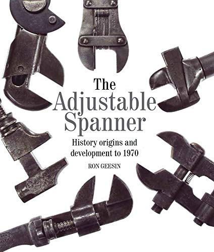 Book cover featuring several antique adjustable spanners on a white background.