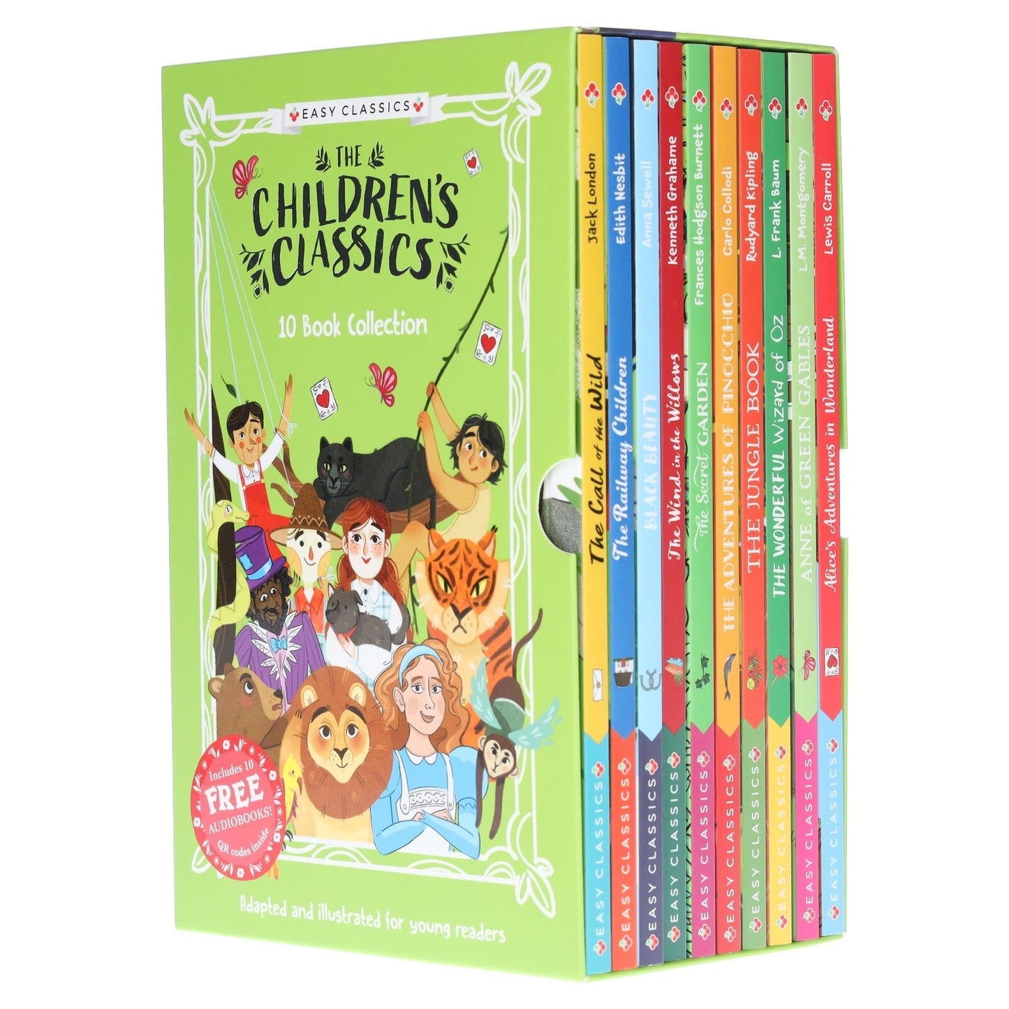 Ten colorful children's classic book collection with illustrated cover art.
