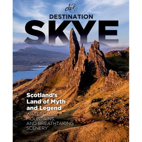 Scenic view of rugged mountains and water with text overlay on a travel book cover.