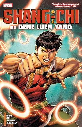 Comic book cover featuring Shang-Chi in a fighting stance, surrounded by energy rings.